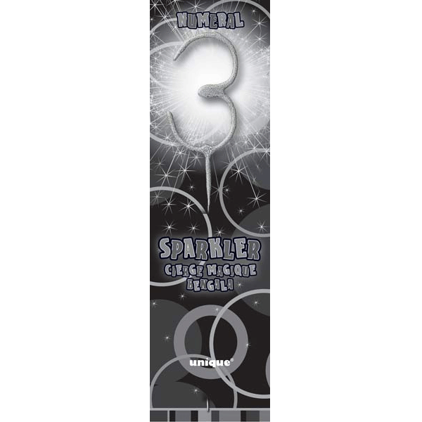 (image for) 7" Silver Glitz Number 3 Sparkler