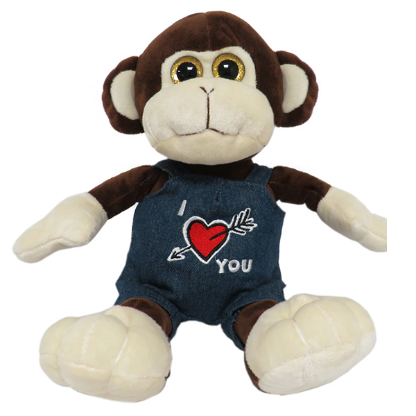 (image for) 10" Dark Brown Monkey In Dungarees Love Plush Toy