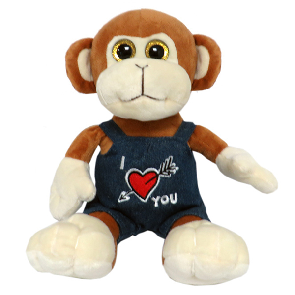 (image for) 10" Ligth Brown Monkey In Dungarees Love Plush Toy