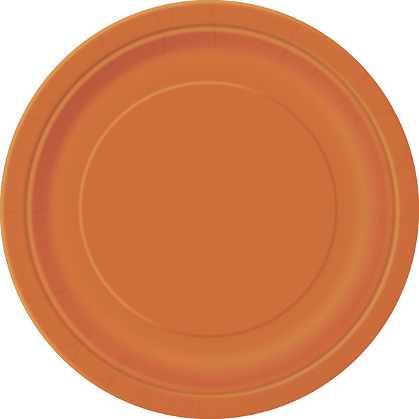 (image for) 9" Pumpkin Orange Paper Plates 8pk