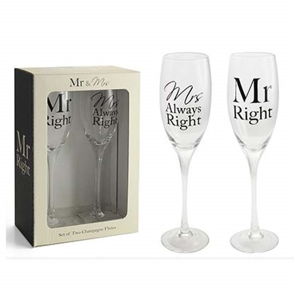 Mrs Always Right & Mr Right Champagne Flutes