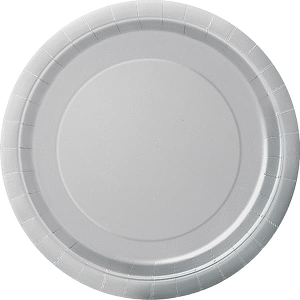 (image for) 9" Silver Paper Dinner Plates 8pk