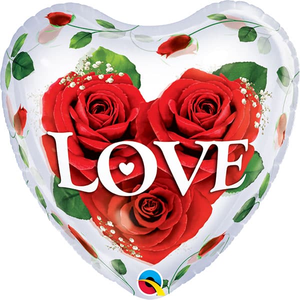 (image for) 22" Heart Love Roses Deco Bubbles