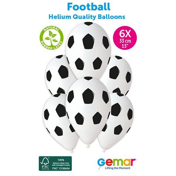 (image for) 13" Football Retail Latex Balloons 6pk