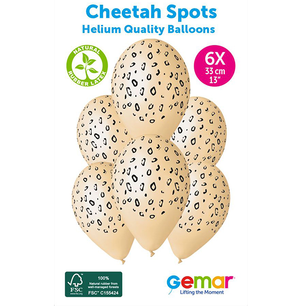 (image for) 13" Cheetah Spots Retail Latex Balloons 6pk