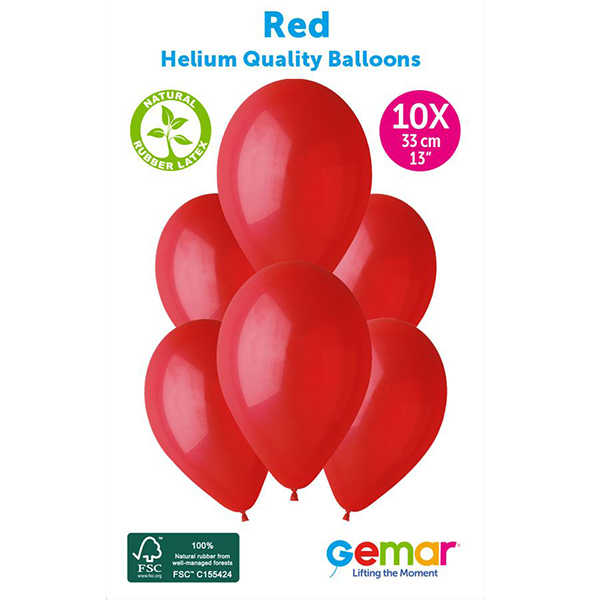 (image for) 13" Red Retail Latex Balloons 10pk