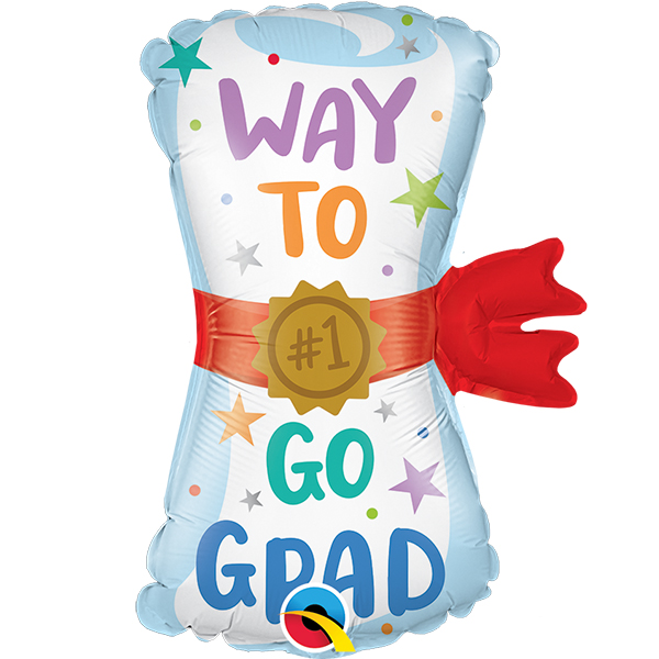 (image for) 14" Way To Go Diploma Air Fill Foil Balloons