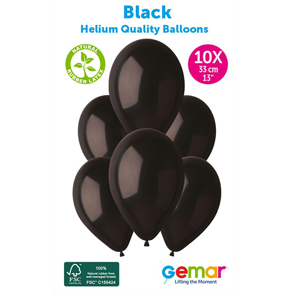 (image for) 13" Black Retail Latex Balloons 10pk