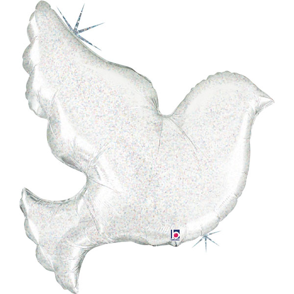 Pearl White Dove Holographic Shape Foil Balloons