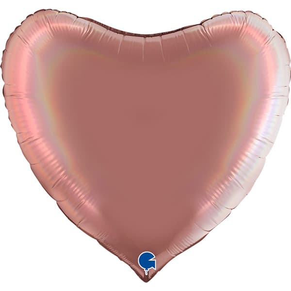 (image for) 36" Grabo Holographic Platinum Rose Heart Shaped Foil Balloons