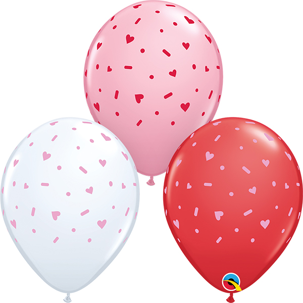 (image for) 11" Hearts & Speckles Assorted Latex Balloons 25pk