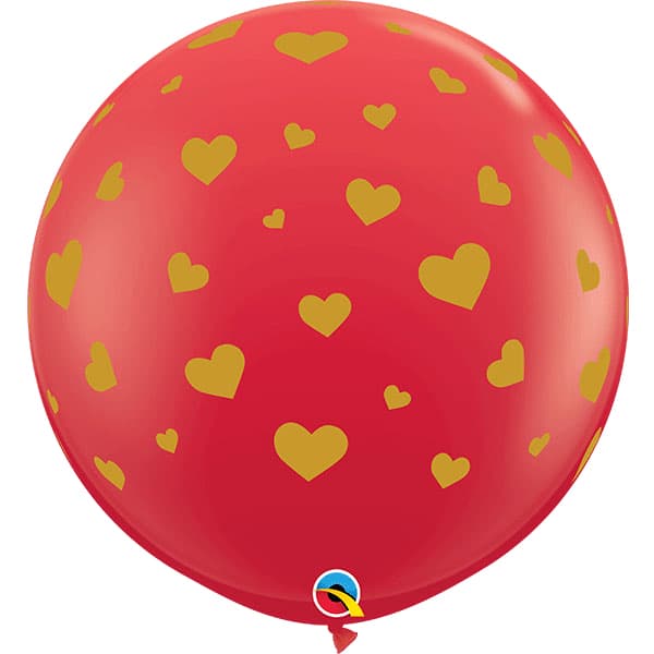 (image for) 3ft Random Hearts A Round Latex Balloons 2pk