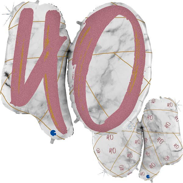 (image for) 40 Rose Gold Marble Mate Shape Number Balloons