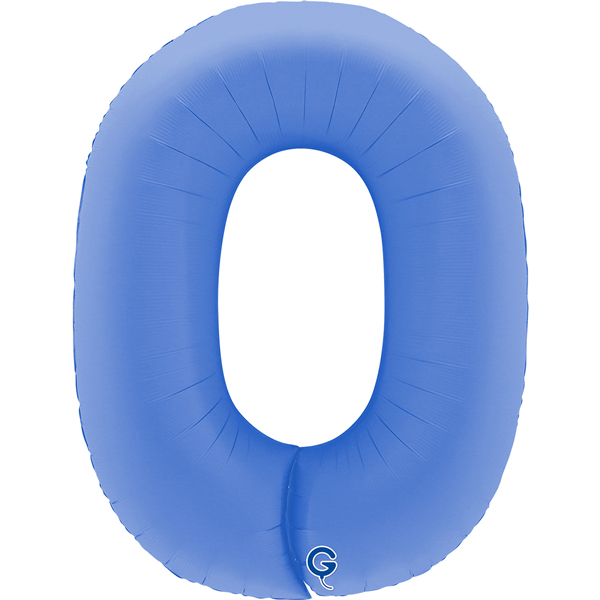 40" Soft Matte Lotus Blue Number 0 Shape Foil Balloons