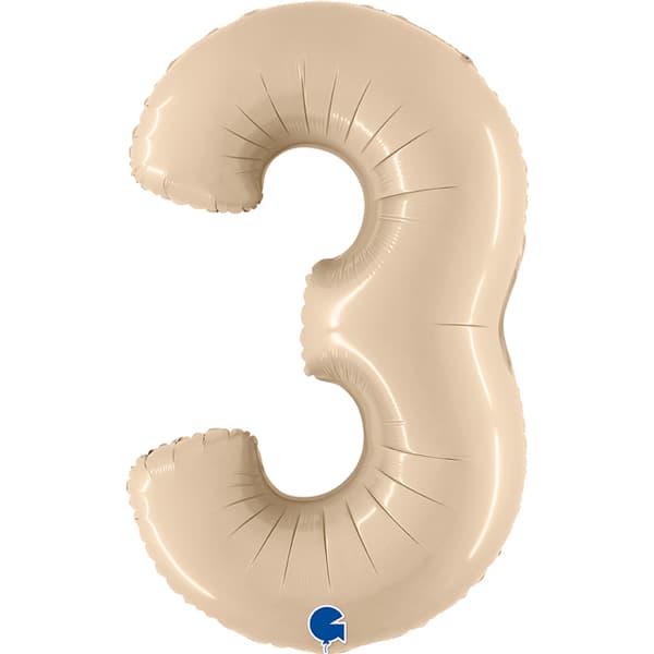 (image for) 40" Grabo Satin Cream Number 3 Supershape Balloons