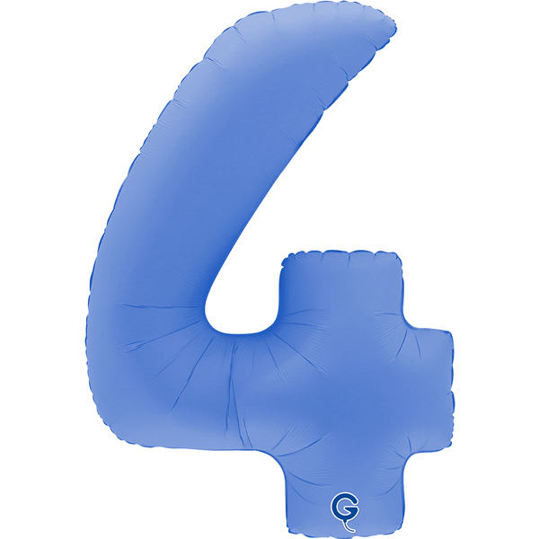 40" Soft Matte Lotus Blue Number 4 Shape Foil Balloons