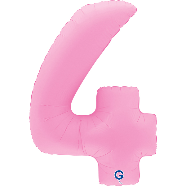 40" Soft Matte Sakura Pink Number 4 Shape Foil Balloons