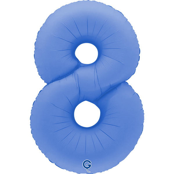 40" Soft Matte Lotus Blue Number 8 Shape Foil Balloons