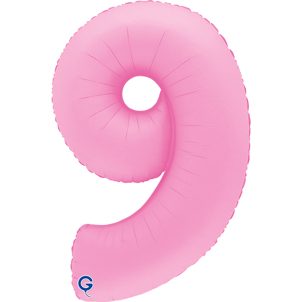 40" Soft Matte Sakura Pink Number 9 Shape Foil Balloons