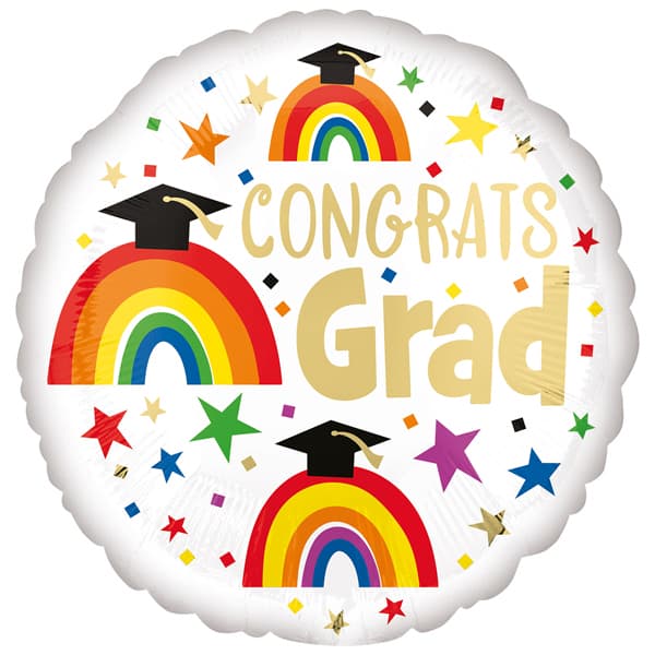 (image for) 18" Congrats Grad Rainbows Foil Balloons