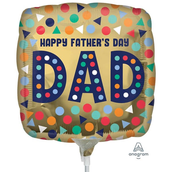 (image for) 9" Happy Fathers Day Dad Air Fill Foil Balloons