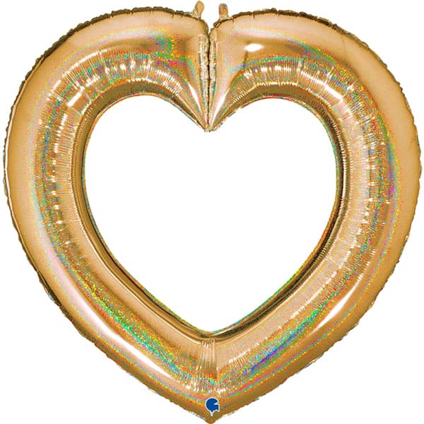 (image for) 41" Gold Linky Heart Glitter Holographic Balloons