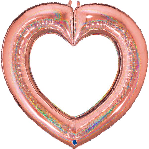 (image for) 41" Rose Gold Linky Heart Glitter Holographic Balloons