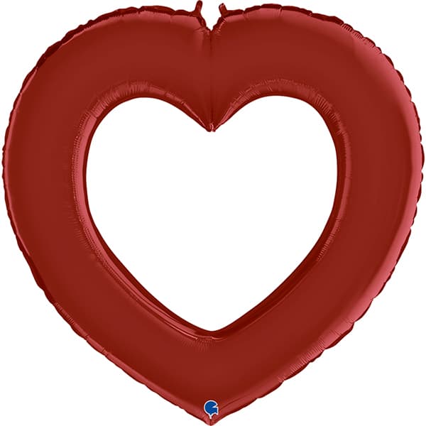 (image for) 41" Satin Rubin Red Linky Heart Foil Balloons