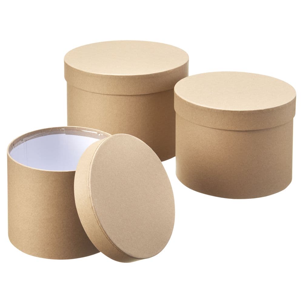 (image for) Set of 3 Hat Boxes - Natural Kraft