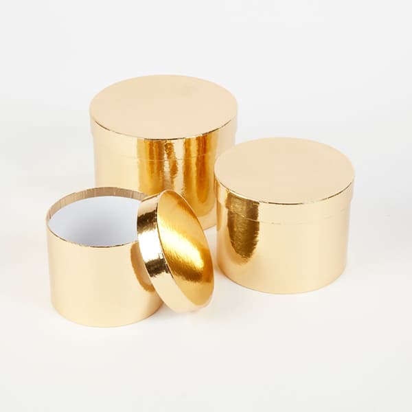 (image for) Set Of 3 Hat Boxes - Metallic Gold