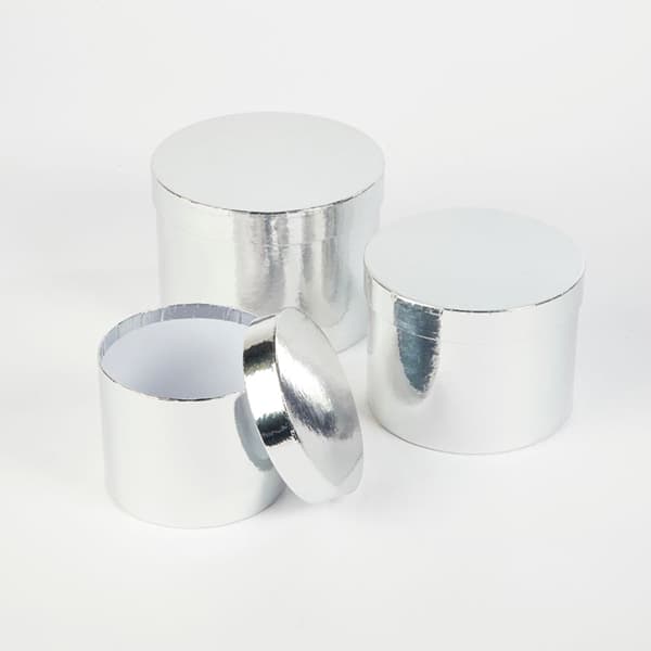 (image for) Set Of 3 Hat Boxes - Metallic Silver