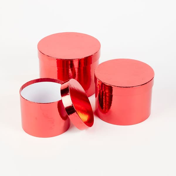 (image for) Set Of 3 Hat Boxes - Metallic Red