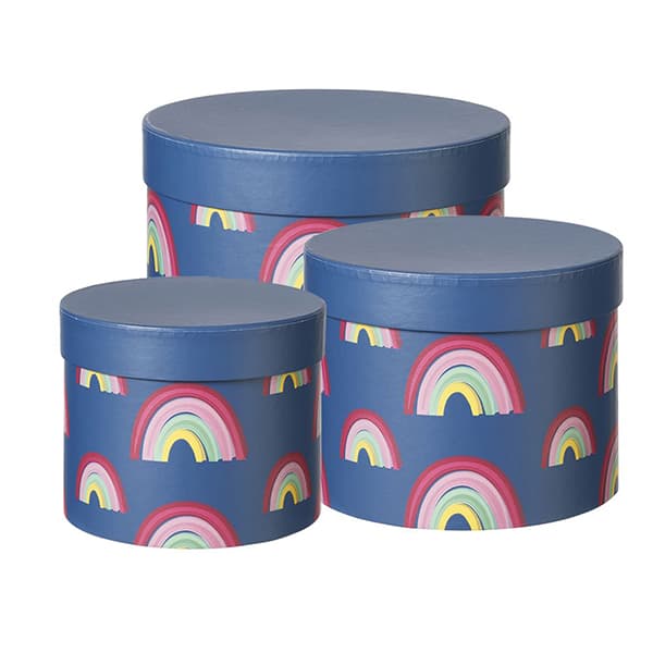 (image for) Rainbow Lined Set of 3 Hat Boxes