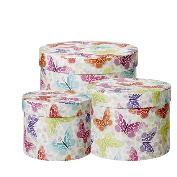 (image for) Papillon Lined Set of 3 Hat Boxes