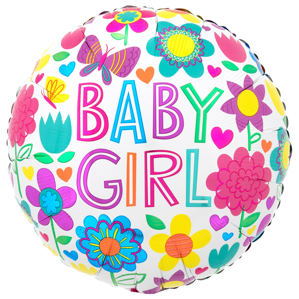 (image for) 18" Baby Girl Floral Butterfly Foil Balloons