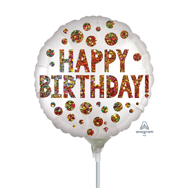 (image for) 9" Satin Infused Birthday Sequins Air Fill Balloons