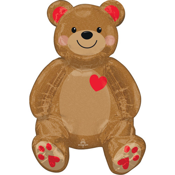 (image for) Sitting Teddy With Heart Mutli Foil Balloons