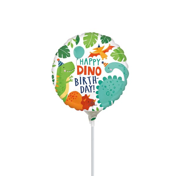 (image for) 9" Happy Dino Birthday Air Filled Balloons