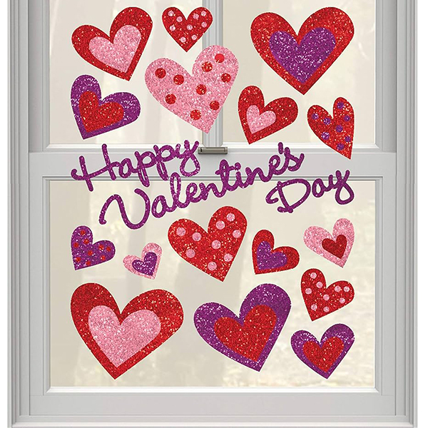 (image for) Happy Valentines Day Glitter Window Decoration