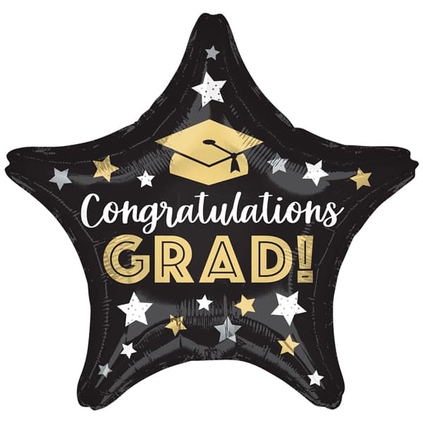 (image for) 18" Congratulations Grad Stars Foil Balloons