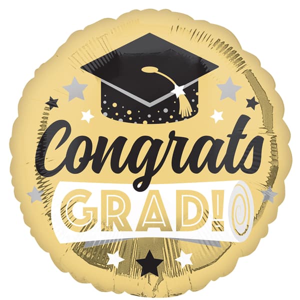 (image for) 18" Congrats Grad Shiny Gold Foil Balloons