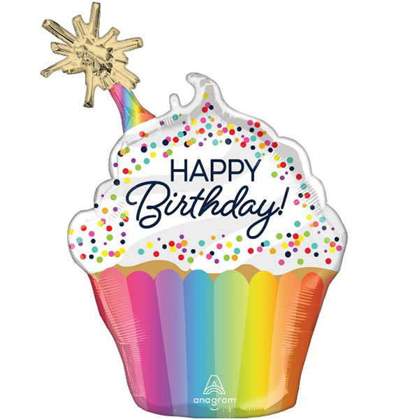 (image for) Birthday Confetti Sprinkle Cupcake Supershape Balloons