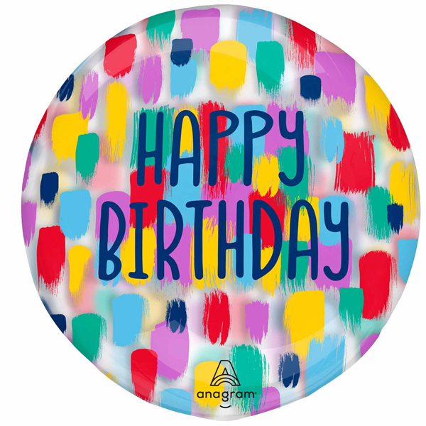 (image for) 18" Painterly Happy Birthday Clearz Balloons