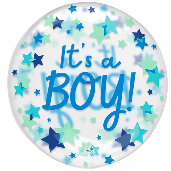 (image for) 18" Its A Boy Stars Clearz Balloons