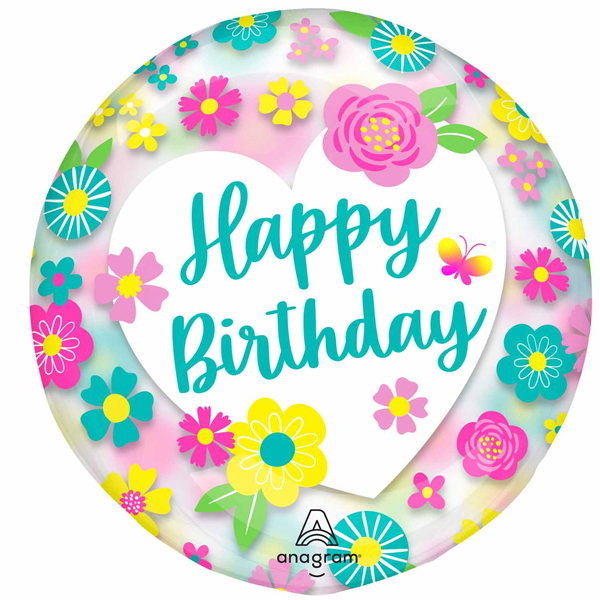 (image for) 18" Happy Birthday Flowers Clearz Balloons