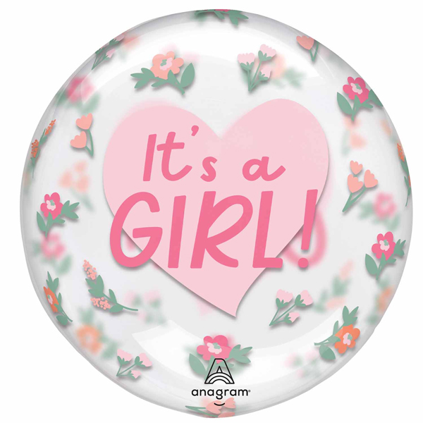 (image for) 18" Its A Girl Floral Clearz Balloons