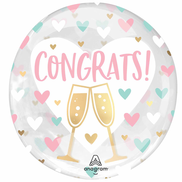 (image for) 18" Congrats Hearts Clearz Balloons