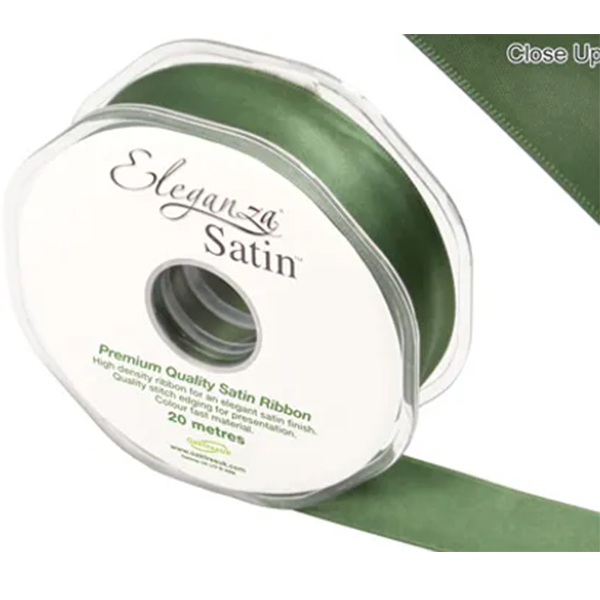 (image for) Sage Green Double Faced Satin Ribbon 25mm x 20m