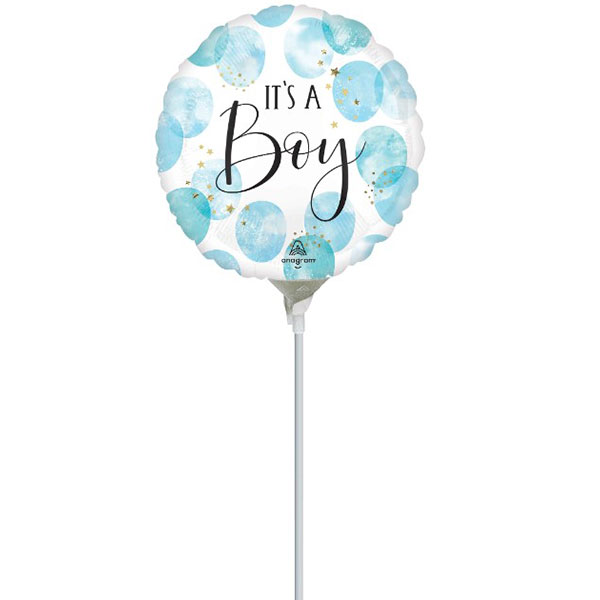 (image for) 9" Baby Boy Blue Watercolor Air Fill Balloons