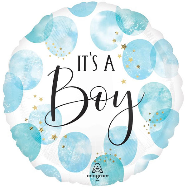 (image for) 18" Baby Boy Blue Watercolor Foil Balloons